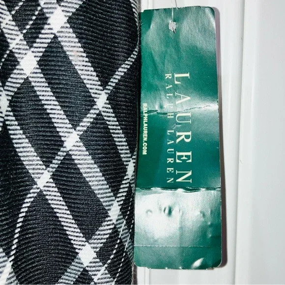 NWT Lauren Ralph Lauren Black White Plaid Side Wrap Ruffled Hem Midi Skirt Sz M - Picture 5 of 5